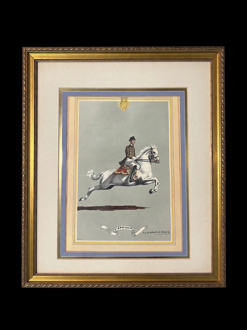 Vintage F.J.N. Windisch-Graetz Spanish Riding School Lithograph Gold Frame